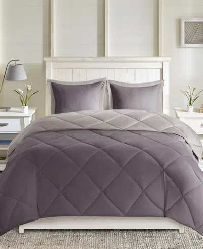 Madison Park Essentials Larkspur Reversible 3-pc. Comforter Set, Full/queen In Gray