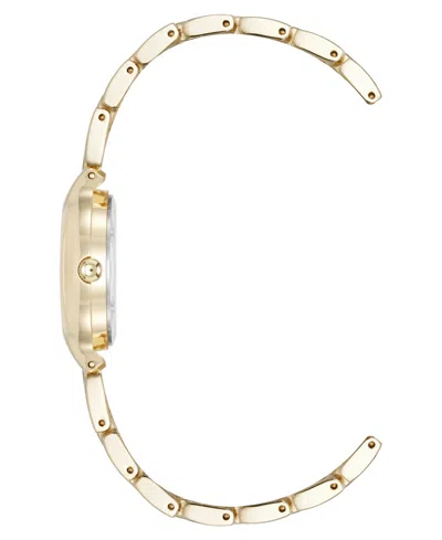 Anne Klein Women's Quartz Delicate Crystal Accented Black Dial Gold-tone Alloy Metal Watch, 28mm In Gold