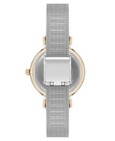 Anne Klein Women's Quartz Premium Round Silver-tone Stainless Steel Mesh And Black Dial Watch, 29mm In Gold
