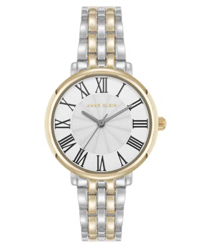Anne Klein Women's Quartz Round Roman Numeral Two-tone Metal Alloy Watch, 32mm In Gold
