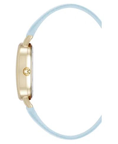Anne Klein Women's Quartz Oval Light Blue Polyurethane Leather And Gold-tone Metal Alloy Watch, 23mm In Blue