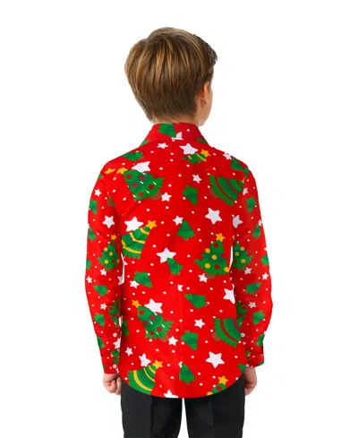 Suitmeister Big Boys Christmas Trees Stars Long Sleeves Shirt In Red