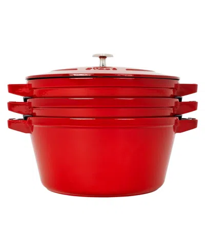 Staub Cast Iron 4-piece Stackable Set In Red