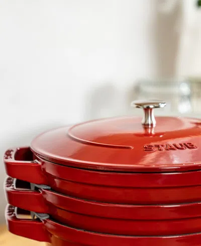 Staub Cast Iron 4-piece Stackable Set In Red