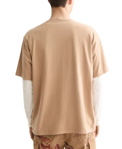 Scotch & Soda Loose Fit Mountain Print Overdye Cotton T-shirt In Brown