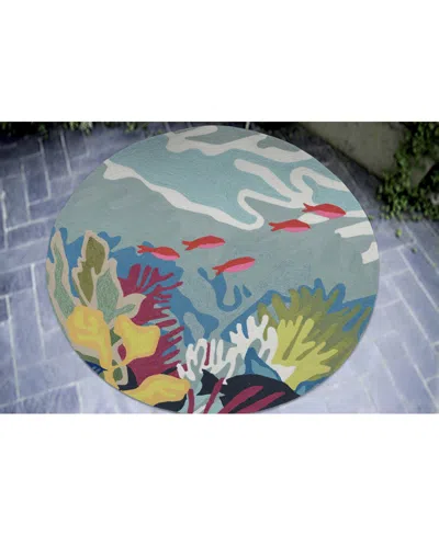 Liora Manne Ravella 2275 Ocean View Blue 8' Indoor/outdoor Round Area Rug In Blue