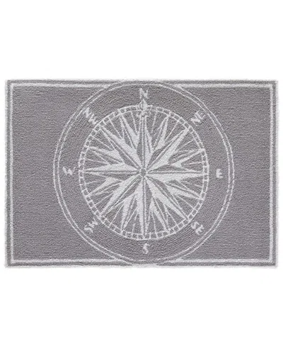 Liora Manne Frontporch Compass Black And Gray 2'6" X 4' Outdoor Area Rug In Multi