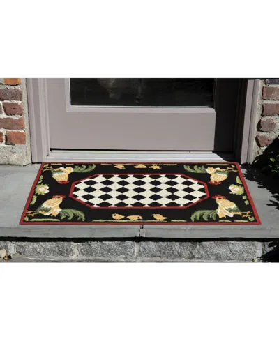 Liora Manne Frontporch Rooster Black And Gray 2' X 3' Outdoor Area Rug In Multi
