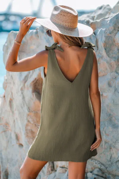 Cupshe Backless V-neck Mini Dress In Green