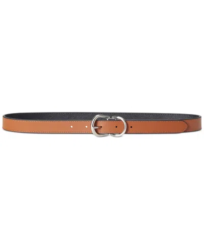 Ralph Lauren Reversible Crosshatch Leather Belt In Black