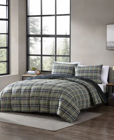 Eddie Bauer Rugged Plaid Microsuede Reversible Comforter Set, Twin