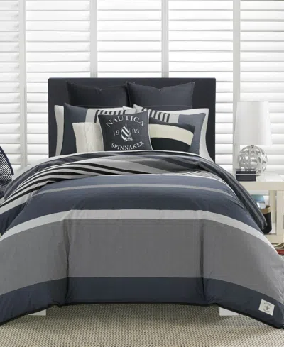 Nautica Rendon Reversible 3-piece Duvet Cover Set, Full/queen In Gray