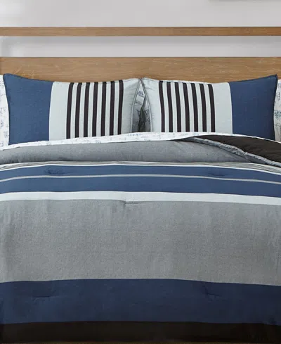Nautica Rendon Reversible 3-piece Duvet Cover Set, Full/queen In Gray