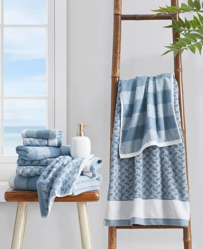 Nautica Zane Chevron Cotton Terry 6 Piece Towel Set In Blue