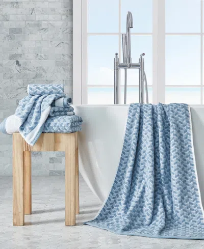 Nautica Zane Chevron Cotton Terry 6 Piece Towel Set In Blue