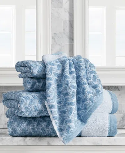 Nautica Zane Chevron Cotton Terry 6 Piece Towel Set In Blue