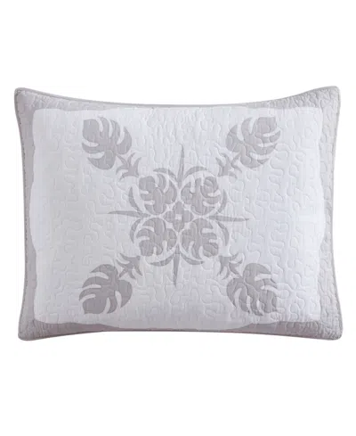 Tommy Bahama Home Molokai Embroidered Sham, Standard In Gray