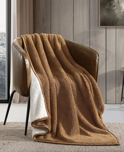 Eddie Bauer Bi Colored Sherpa Reversible Throw, 60" X 50"