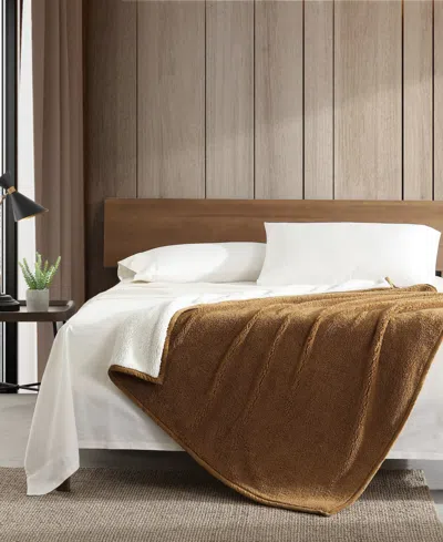 Eddie Bauer Bi Colored Sherpa Reversible Throw, 60" X 50"