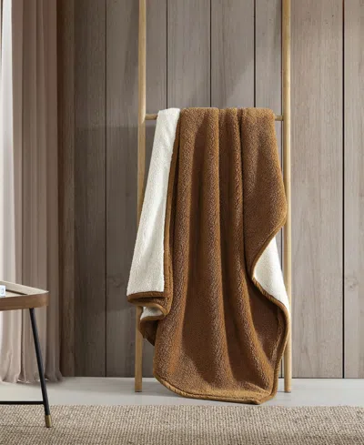 Eddie Bauer Bi Colored Sherpa Reversible Throw, 60" X 50"