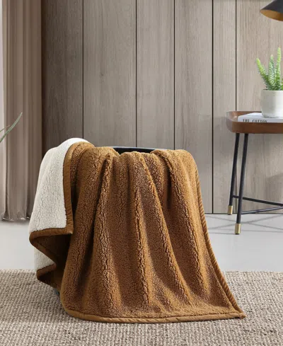 Eddie Bauer Bi Colored Sherpa Reversible Throw, 60" X 50"