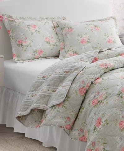 Laura Ashley Melany Cotton Reversible 3 Piece Quilt Set, King