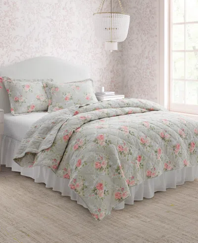 Laura Ashley Melany Cotton Reversible 3 Piece Quilt Set, King