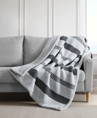 Nautica Saltmarsh Sherpa Throw, 60" X 50" In Gray