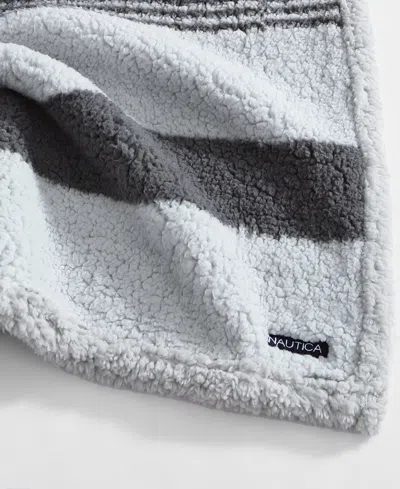 Nautica Saltmarsh Sherpa Throw, 60" X 50" In Gray