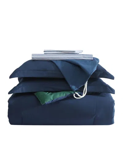 Nautica Solid Microfiber Reversible 6 Piece Comforter Set, Queen