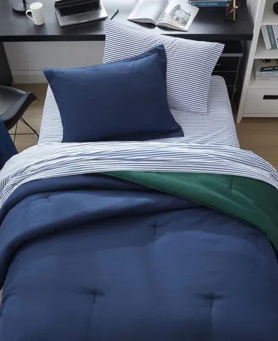 Nautica Solid Microfiber Reversible 6 Piece Comforter Set, Queen