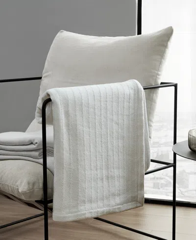 Vera Wang All Over Rib Cotton Reversible Blanket, King In White
