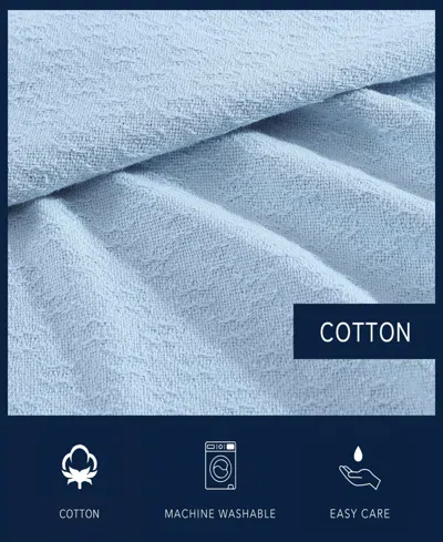 Nautica Ripple Cove Cotton Reversible Blanket, Twin In Blue