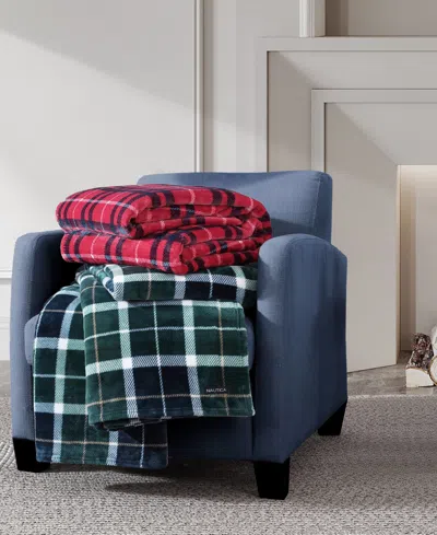 Nautica North Sail Plaid Ultra Soft Plush Fleece Blanket, Twin