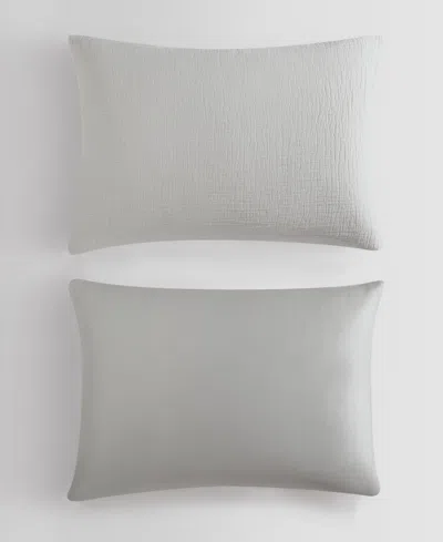 Calvin Klein Washed Texture Solid Cotton Jacquard 3 Piece Duvet Cover Set, King In Gray