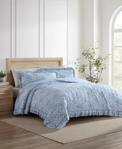 Laura Ashley Quartet Dot 2 Piece Quilt Set, Twin In Blue
