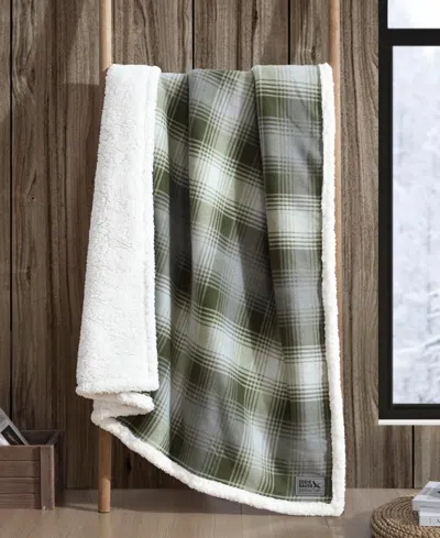 Eddie Bauer Nordic Plaid Ultra Soft Plush Fleece Reversible Oversized Throw, 70" X 50"