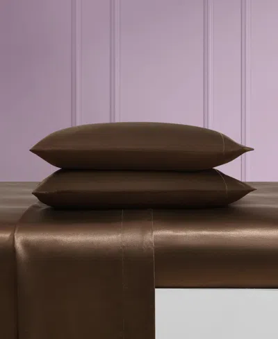 Betsey Johnson Solid Satin Sheet Set In Brown