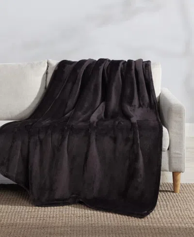 Eddie Bauer Closeout!  Solid Ultra Lux Plush Reversible Throw, 60" X 50" In Black