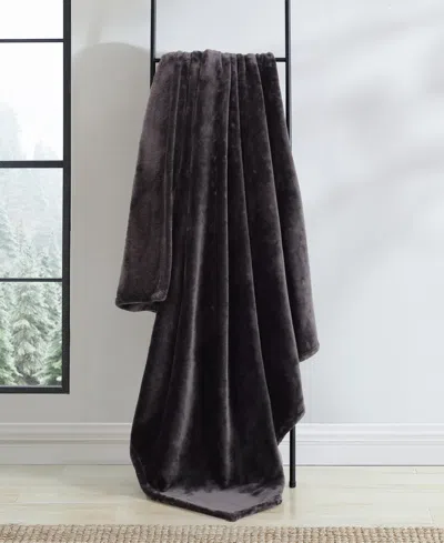 Eddie Bauer Closeout!  Solid Ultra Lux Plush Reversible Throw, 60" X 50" In Black