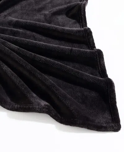 Eddie Bauer Closeout!  Solid Ultra Lux Plush Reversible Throw, 60" X 50" In Black