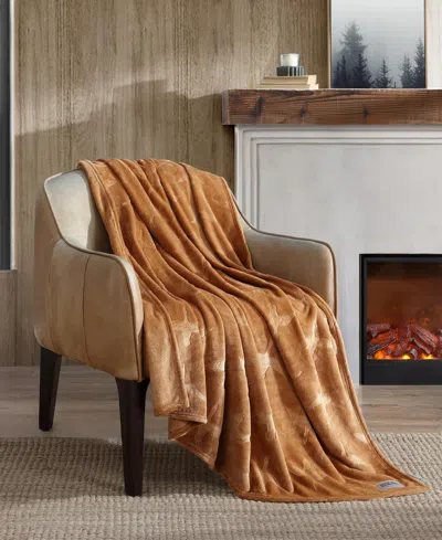 Eddie Bauer Carved Ultra Soft Plush Throw, 70" X 50" In Brown