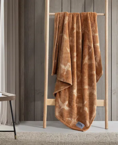 Eddie Bauer Carved Ultra Soft Plush Throw, 70" X 50" In Brown