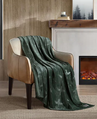 Eddie Bauer Carved Ultra Soft Plush Throw, 70" X 50" In Green