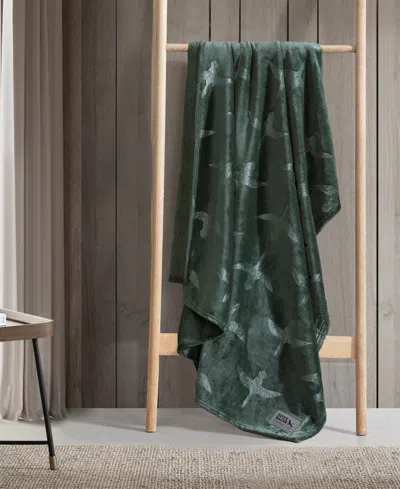 Eddie Bauer Carved Ultra Soft Plush Throw, 70" X 50" In Green