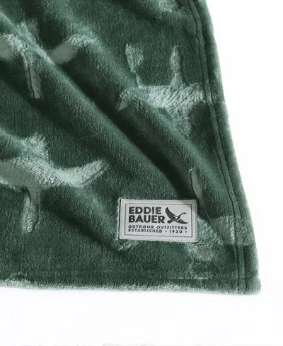 Eddie Bauer Carved Ultra Soft Plush Throw, 70" X 50" In Green