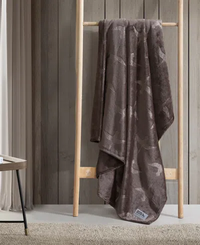 Eddie Bauer Carved Ultra Soft Plush Throw, 70" X 50" In Brown