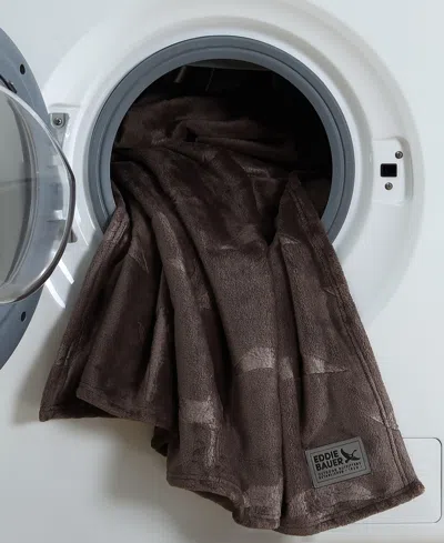 Eddie Bauer Carved Ultra Soft Plush Throw, 70" X 50" In Brown