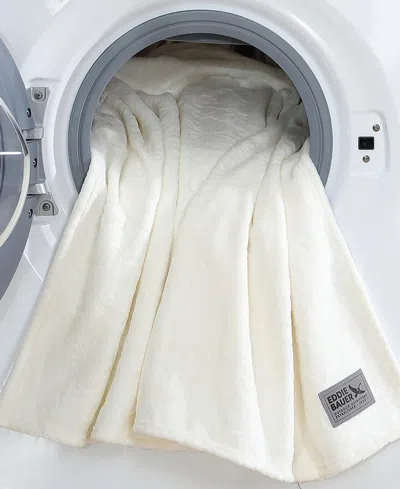 Eddie Bauer Carved Ultra Soft Plush Throw, 70" X 50" In White