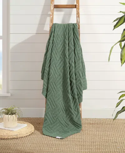 Tommy Bahama Home Chain Basket Knit Throw, 60" X 50" In Green